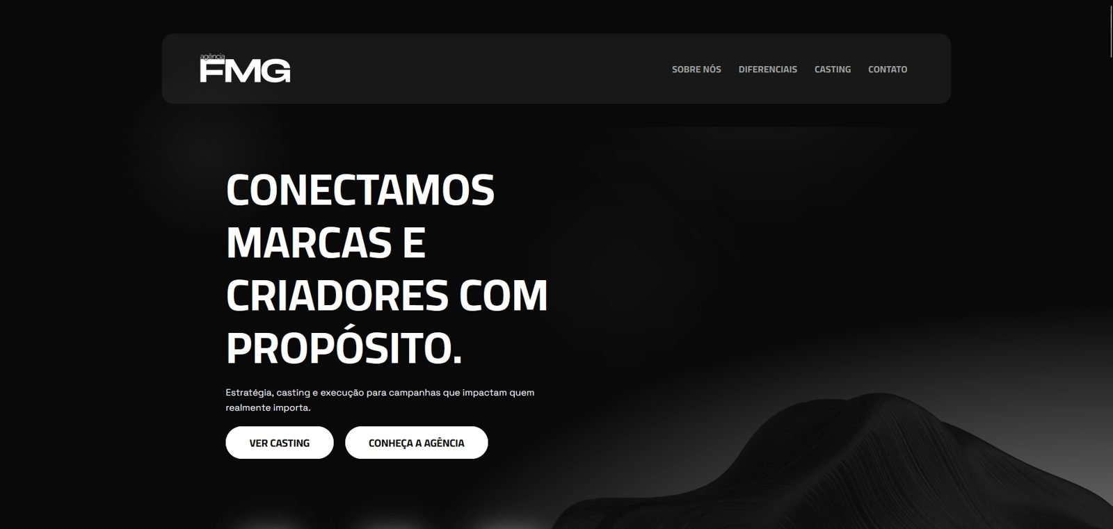 Página inicial do site da Agência FMG