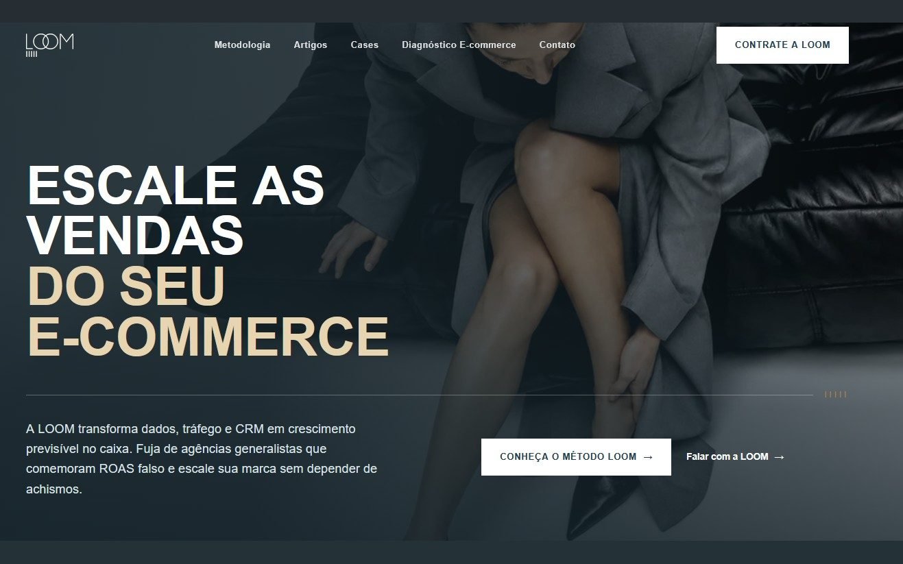 Página inicial do site da LOOM Commerce